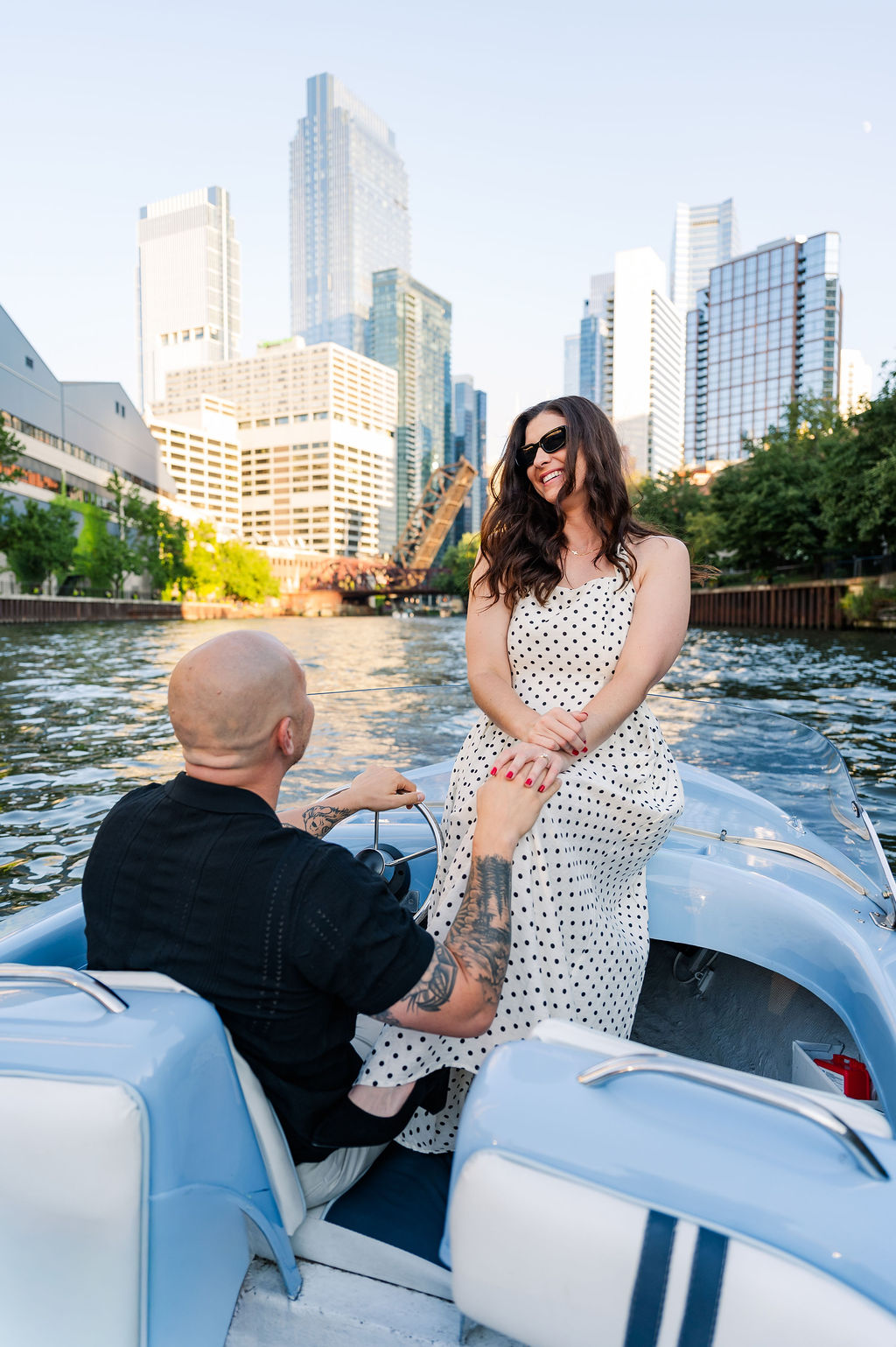 chicago retro boat engagement session